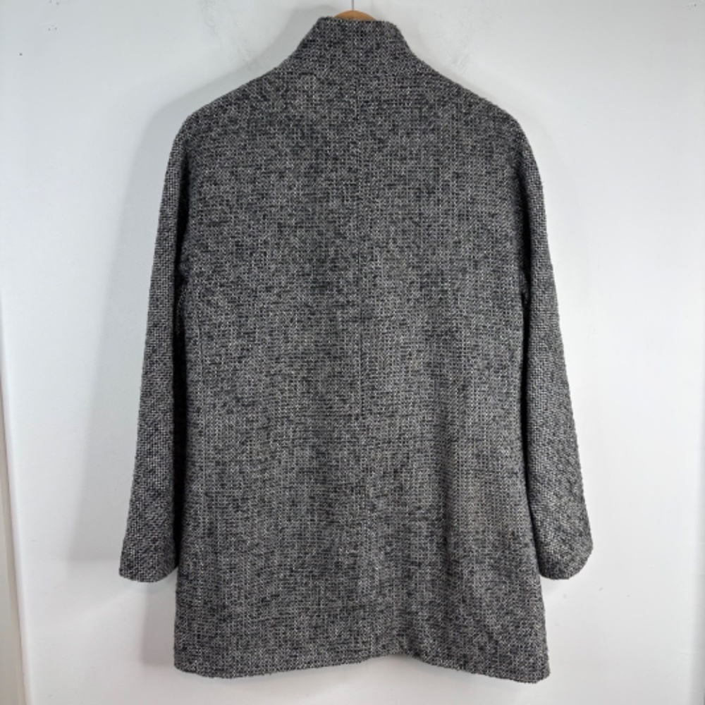 J Crew Daphne Wool Topcoat 8 Tweed Cocoon Coat Black White Old Money Preppy READ - Picture 7 of 15